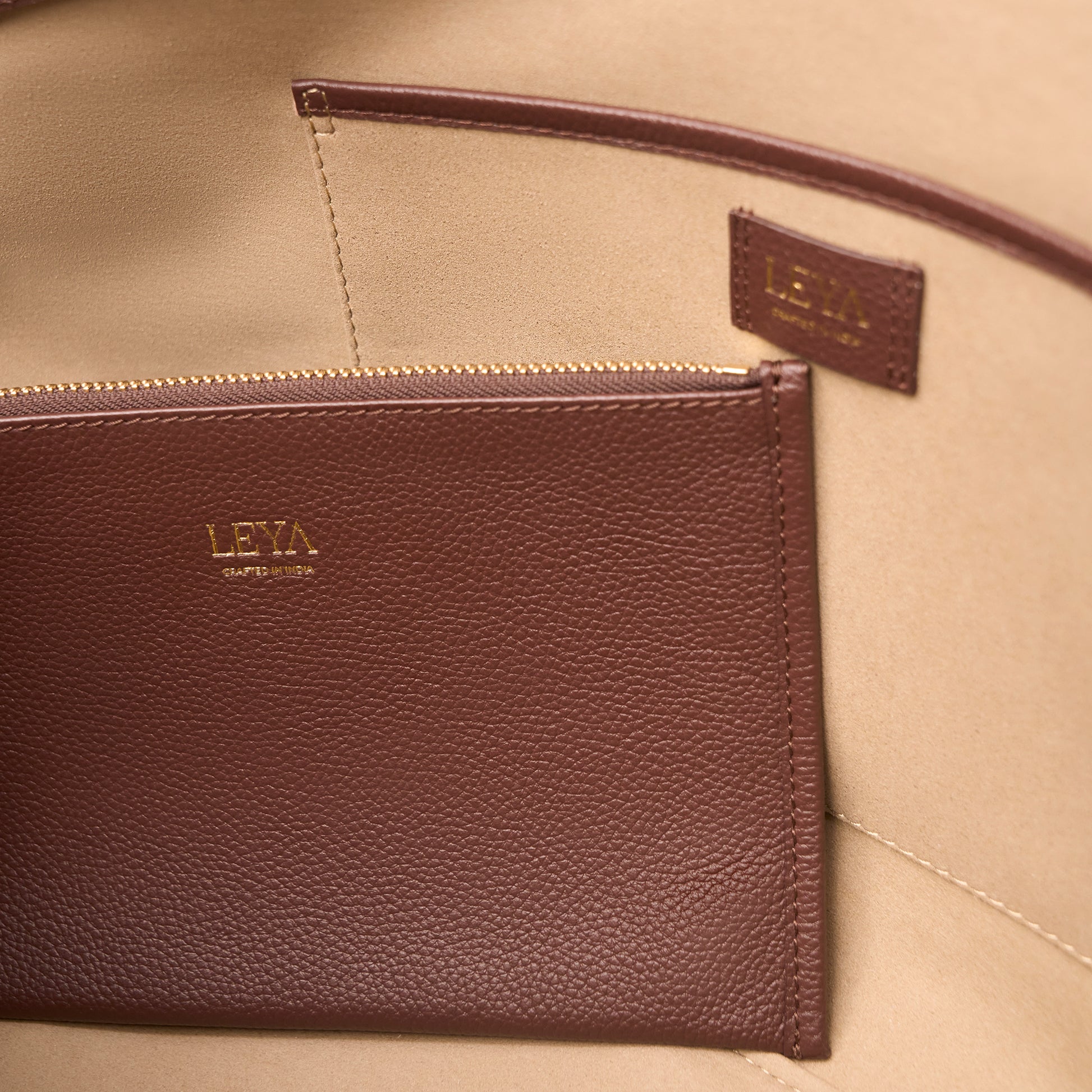 Inside of the Leya Atlas Tote Bag Espresso